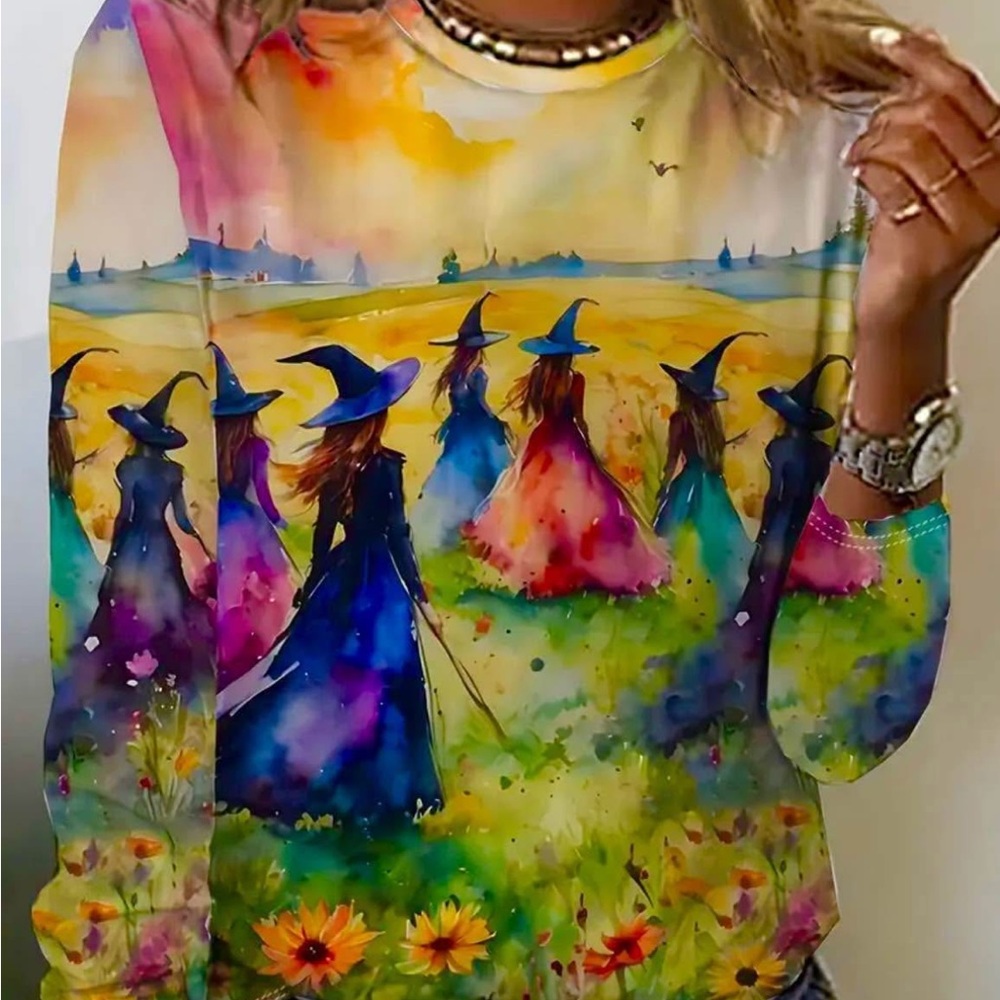 New. Multicolor Witches knit top. Size XXL